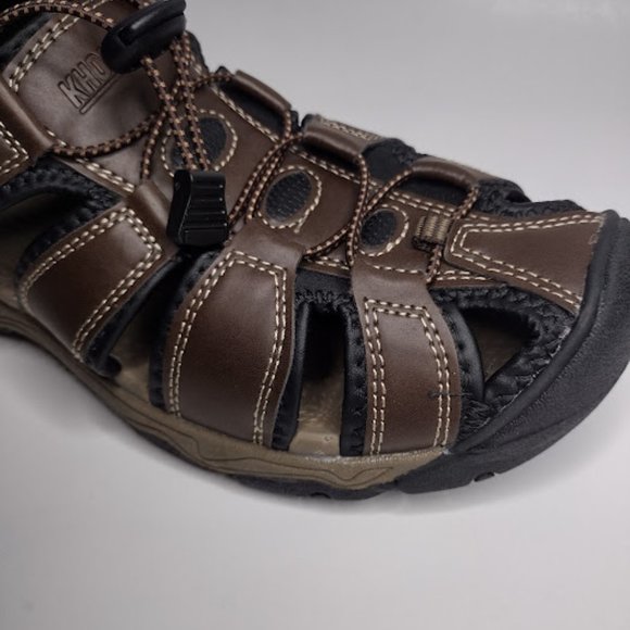 NEW Men\'s KHOMBU COMFORT Brown Tan Black Fisherman Sandal Shoes